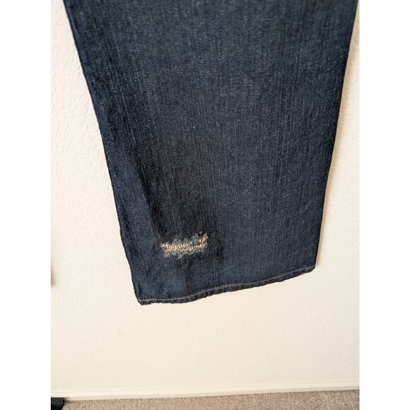 BKE Buckle Denim Jeans Low Rise 31x35.5 Tall Dark Wash Flared Y2K Distressed - Picture 2 of 10